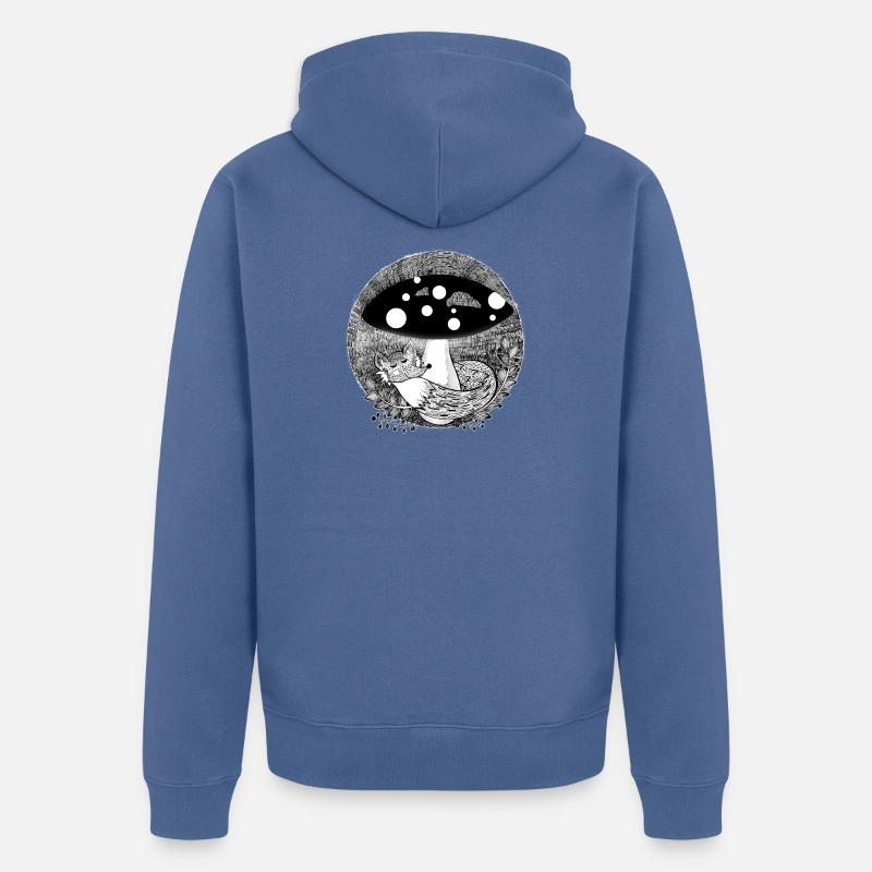 Illustration de renard noir et blanc - Veste à capuche bio Premium Unisexe - bleu pigeon