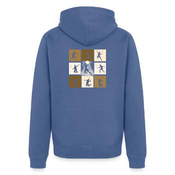 Badminton - Unisex Premium Organic Zip Hoodie - stone blue - Back - Nico (187cm)