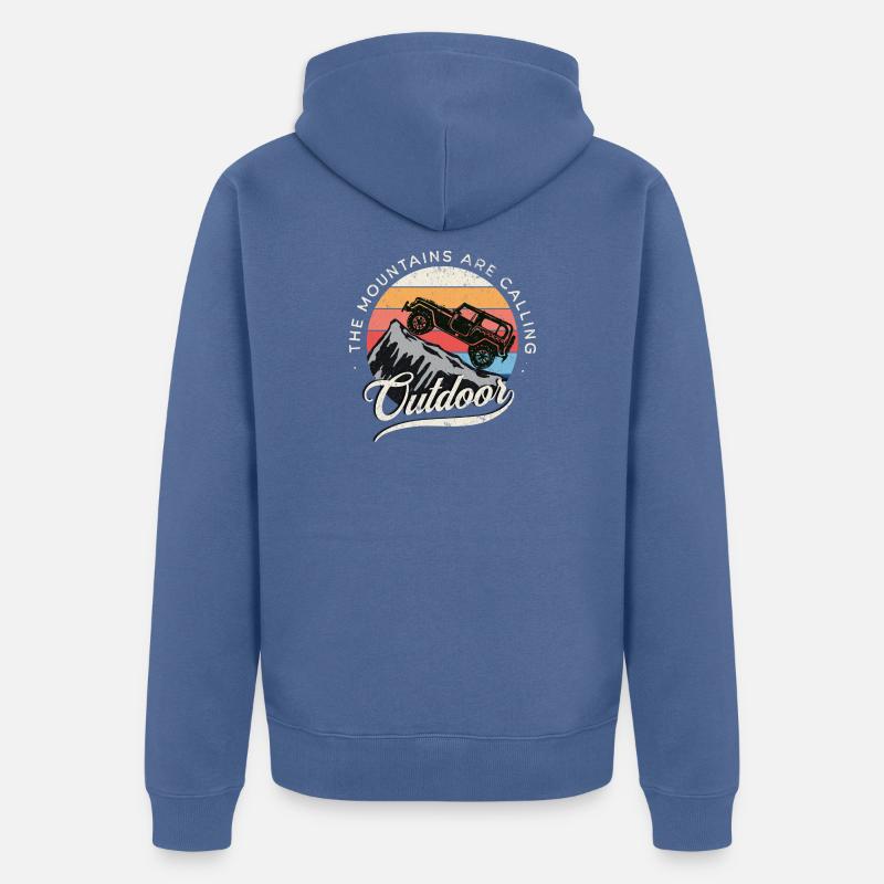 Defender Adventure Camping Retro - Unisex Premium Bio Zip Hoodie - Taubenblau