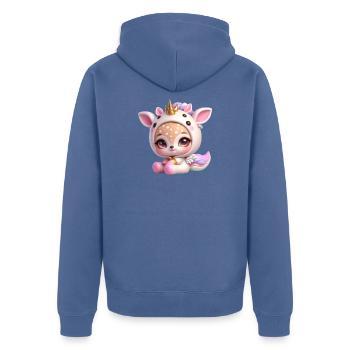 Pastellunicorn mit Flügeln - Unisex Premium Bio Zip Hoodie - Taubenblau - Hinten - Nico (187cm)
