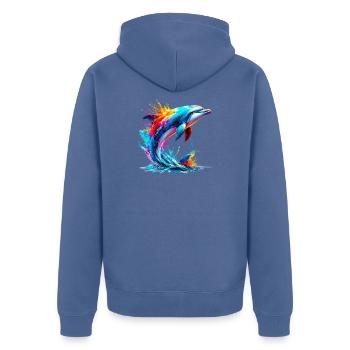 Dauphin - Veste à capuche bio Premium Unisexe - bleu pigeon - Dos - Nico (187cm)
