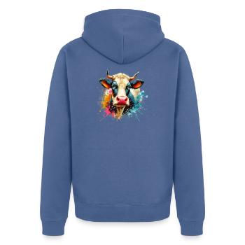Vache - Veste à capuche bio Premium Unisexe - bleu pigeon - Dos - Nico (187cm)