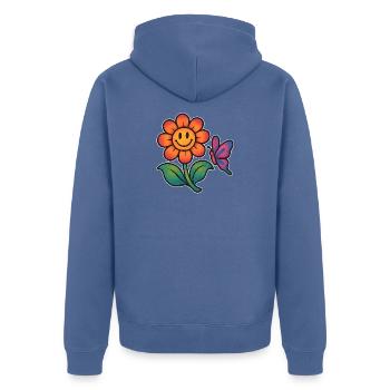 Cheerful Floral and Butterfly Print - Unisex Premium Organic Zip Hoodie - stone blue - Back - Nico (187cm)