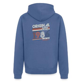 Original 1986 Jahrgang Vintage Geburtstag Retro Go - Unisex Premium Bio Zip Hoodie - Taubenblau - Hinten - Nico (187cm)