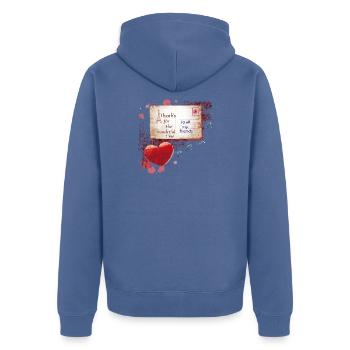 Pariser Postkarte Danke an Freunde - Unisex Premium Bio Zip Hoodie - Taubenblau - Hinten - Nico (187cm)