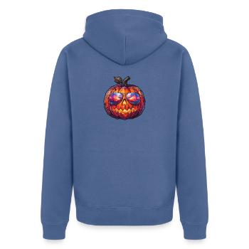 Poly Art Halloween Kürbis - Unisex Premium Bio Zip Hoodie - Taubenblau - Hinten - Nico (187cm)