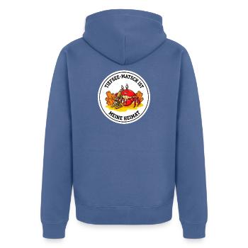 Meeresbiologen T-Shirt Tiefsee-Matsch Heimat - Unisex Premium Bio Zip Hoodie - Taubenblau - Hinten - Nico (187cm)
