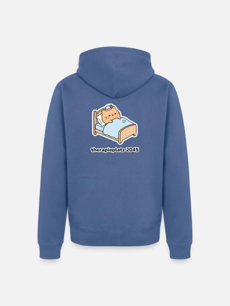 therapieplatz 2045 – Katze im Bett - Unisex Premium Bio Zip Hoodie - Taubenblau