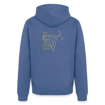 Men should not make laws about women's bodies - Unisex Premium Bio Zip Hoodie - Taubenblau - Hinten - Nico (187cm)