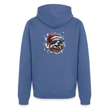 Faultier Weihnachten Lustig - Unisex Premium Bio Zip Hoodie - Taubenblau - Hinten - Nico (187cm)