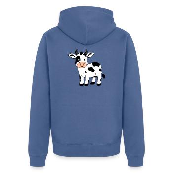 Drôle de vache T-shirt cadeau fermier - Veste à capuche bio Premium Unisexe - bleu pigeon - Dos - Nico (187cm)