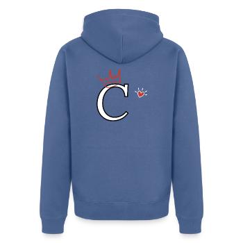 Lettre c couronne cœur  - Veste à capuche bio Premium Unisexe - bleu pigeon - Dos - Nico (187cm)