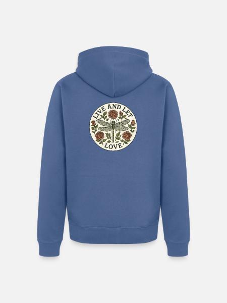 Live and Let Love Dragonfly Circle - Unisex Premium Organic Zip Hoodie - stone blue