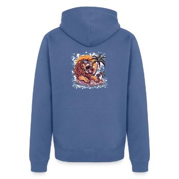Bande dessinée Lion Summer - Veste à capuche bio Premium Unisexe - bleu pigeon - Dos - Nico (187cm)