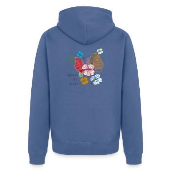 Danke für alles  - Unisex Premium Bio Zip Hoodie - Taubenblau - Hinten - Nico (187cm)
