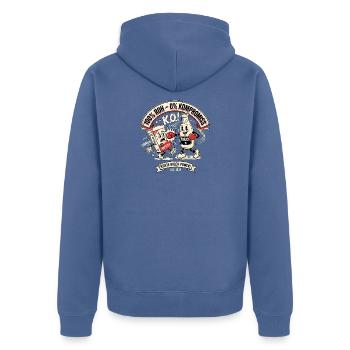 Rohmilch Roh Milch Gottesnahrung - Unisex Premium Bio Zip Hoodie - Taubenblau - Hinten - Nico (187cm)