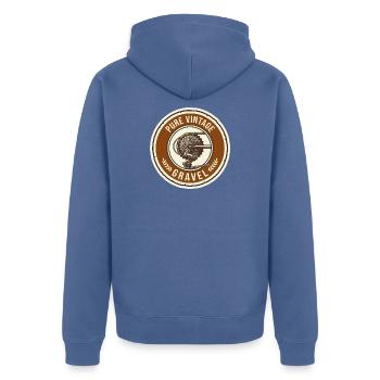 Vintage Cycling Gravel Bike Abzeichen der 1950er Jahre - Unisex Premium Bio Zip Hoodie - Taubenblau - Hinten - Nico (187cm)