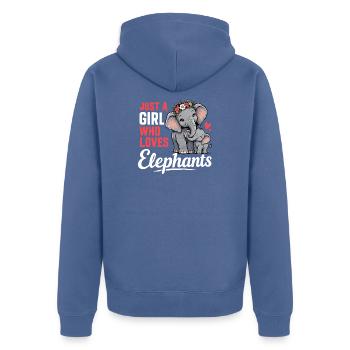 Leicht abgelenkt vom wilden Elefanten-Safari-Tier - Unisex Premium Bio Zip Hoodie - Taubenblau - Hinten - Nico (187cm)