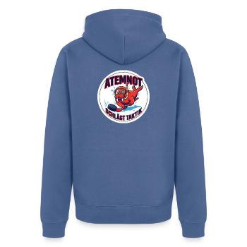 Unterwasserhockey-Puck-Pusher Design - Unisex Premium Bio Zip Hoodie - Taubenblau - Hinten - Nico (187cm)