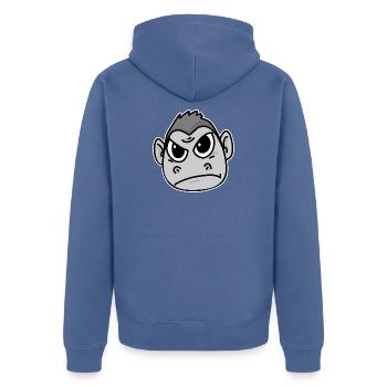 Gorilla Tier Affe Wütend - Unisex Premium Bio Zip Hoodie - Taubenblau - Hinten - Nico (187cm)