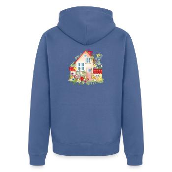 villa colorée avec jardin luxuriant - Une maison de rêve - Veste à capuche bio Premium Unisexe - bleu pigeon - Dos - Nico (187cm)