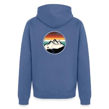 Retro Peak Trail Circle - Unisex Premium Organic Zip Hoodie - stone blue - Back - Nico (187cm)