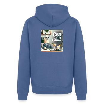 CEO of Chill - Unisex Premium Bio Zip Hoodie - Taubenblau - Hinten - Nico (187cm)
