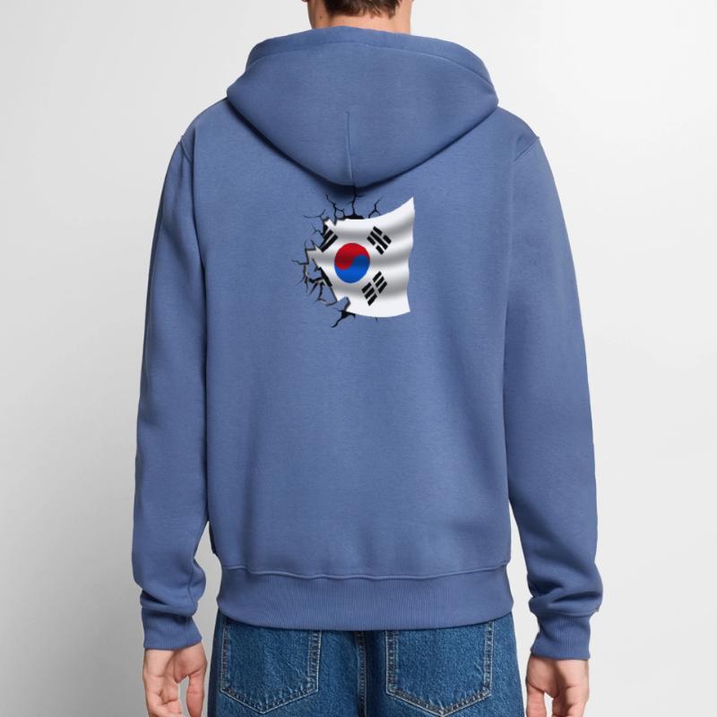 Drapeau de la Corée - Corée - Drapeau Broken Design Veste à capuche bio Premium Unisexe