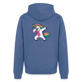 Dabbing Unicorn Dab Unicorn Girl Unicorns - Unisex Premium Organic Zip Hoodie - stone blue - Back - Nico (187cm)