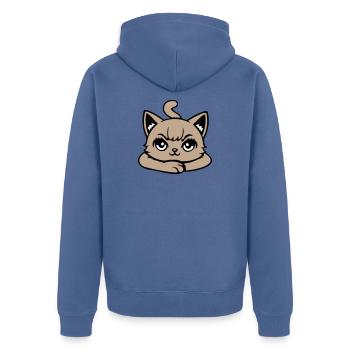 Chat, Sinistre, En Colère, Œil, Croisé, Pattes, Vilain - Veste à capuche bio Premium Unisexe - bleu pigeon - Dos - Nico (187cm)