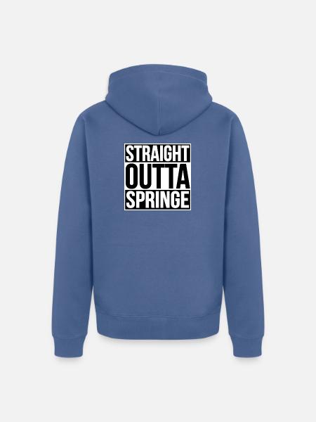 STRAIGHT OUTTA SPRINGE - Unisex Premium Organic Zip Hoodie - stone blue