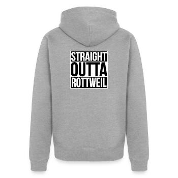 STRAIGHT OUTTA ROTTWEIL - Unisex Premium Bio Zip Hoodie - Grau meliert - Hinten - Nico (187cm)