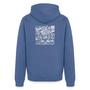 Jesus Geburt Krippenmotiv Weihnachten Design - Unisex Premium Bio Zip Hoodie - Taubenblau - Hinten - Nico (187cm)