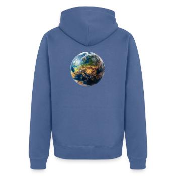 Conception du globe : paysage Europe-Asie - Veste à capuche bio Premium Unisexe - bleu pigeon - Dos - Nico (187cm)
