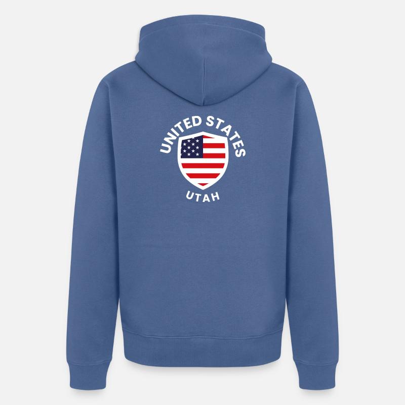 Bouclier des États-Unis de l’Utah - Veste à capuche bio Premium Unisexe - bleu pigeon