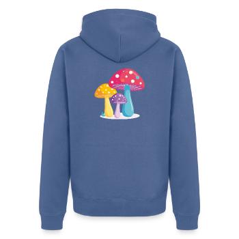 Illustration colorée du trio de champignons Graphique de champignons colorés - Veste à capuche bio Premium Unisexe - bleu pigeon - Dos - Nico (187cm)