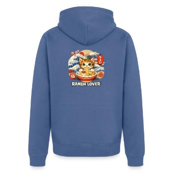 Ramen Nouilles, Amoureux des Chats, Kats Kawaii Rétro - Veste à capuche bio Premium Unisexe - bleu pigeon - Dos - Nico (187cm)