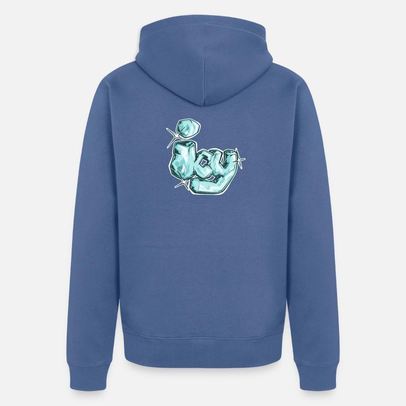 Eisig, ein gezogenes Wort - Unisex Premium Bio Zip Hoodie - Taubenblau