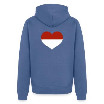 Flaggenherz von Monaco - Unisex Premium Bio Zip Hoodie - Taubenblau - Hinten - Nico (187cm)