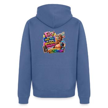 Eis macht glücklich breit – Lustiger Eis Spruch - Unisex Premium Bio Zip Hoodie - Taubenblau - Hinten - Nico (187cm)