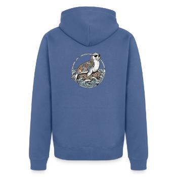 Sceau de tatouage cool - Veste à capuche bio Premium Unisexe - bleu pigeon - Dos - Nico (187cm)