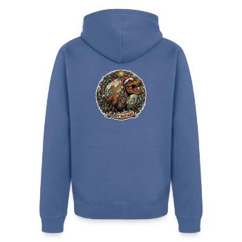 Rex-Mas Dino dans une couronne de lumières - Veste à capuche bio Premium Unisexe - bleu pigeon - Dos - Nico (187cm)