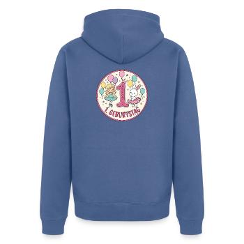 Erster Geburtstag Ballerina Hase - Unisex Premium Bio Zip Hoodie - Taubenblau - Hinten - Nico (187cm)