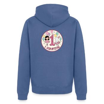 Erstes Geburtstagsposter Ballerina & Hase - Unisex Premium Bio Zip Hoodie - Taubenblau - Hinten - Nico (187cm)