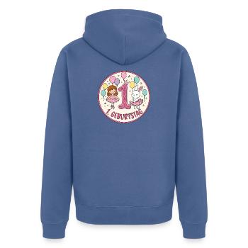Erstes Geburtstag: Glitzer Hase Ballons - Unisex Premium Bio Zip Hoodie - Taubenblau - Hinten - Nico (187cm)