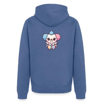 Süßer Cartoon-Clown mit Pastellfarben und großen Augen - Unisex Premium Bio Zip Hoodie - Taubenblau - Hinten - Nico (187cm)