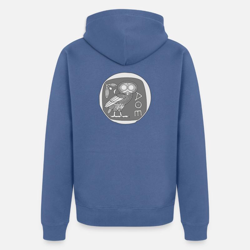 Chouette d'Athéna [Coin] - Veste à capuche bio Premium Unisexe - bleu pigeon
