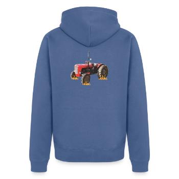Feux d’artifice à tracteur à flammes - Veste à capuche bio Premium Unisexe - bleu pigeon - Dos - Nico (187cm)