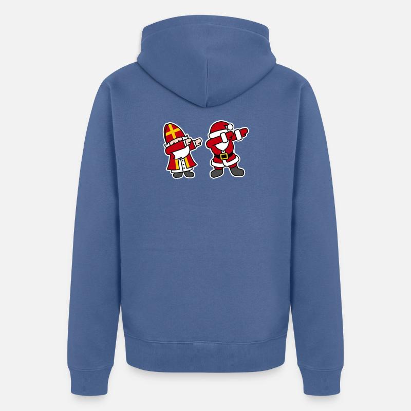 Sinterklaas en Kerstman dab dabbing - Veste à capuche bio Premium Unisexe - bleu pigeon