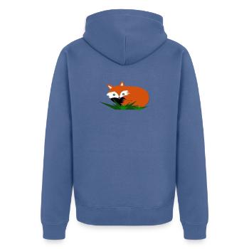 Schlafender Fuchs im Gras Gemütliches Waldtiere De - Unisex Premium Bio Zip Hoodie - Taubenblau - Hinten - Nico (187cm)